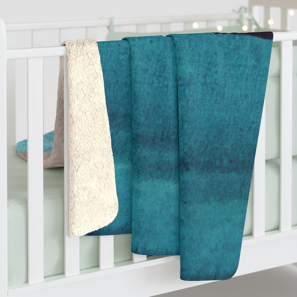 Navy Sky Blue, Modern Abstract, Blanket