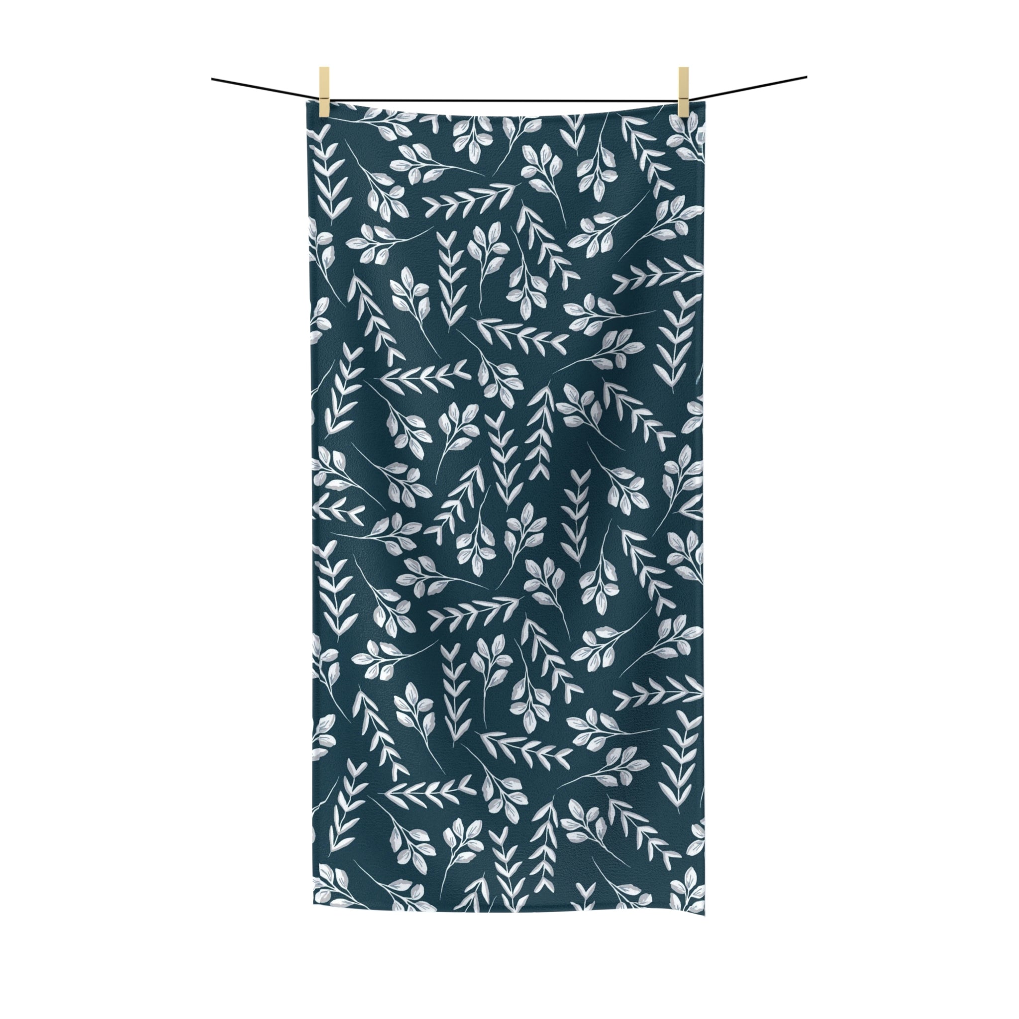 Boho Bath Towel | Floral Navy Blue Floral
