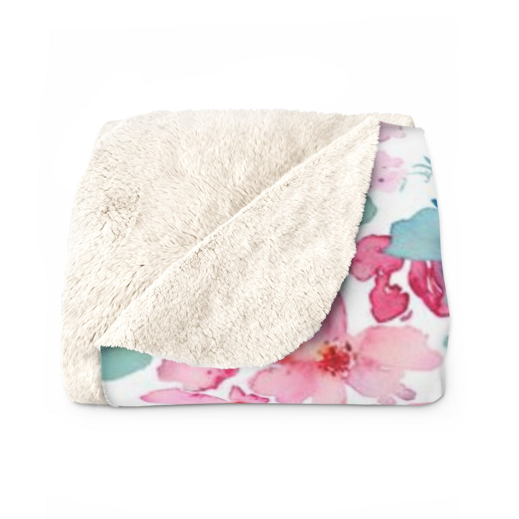 Floral Comfy Blanket | Teal Pink Peonies