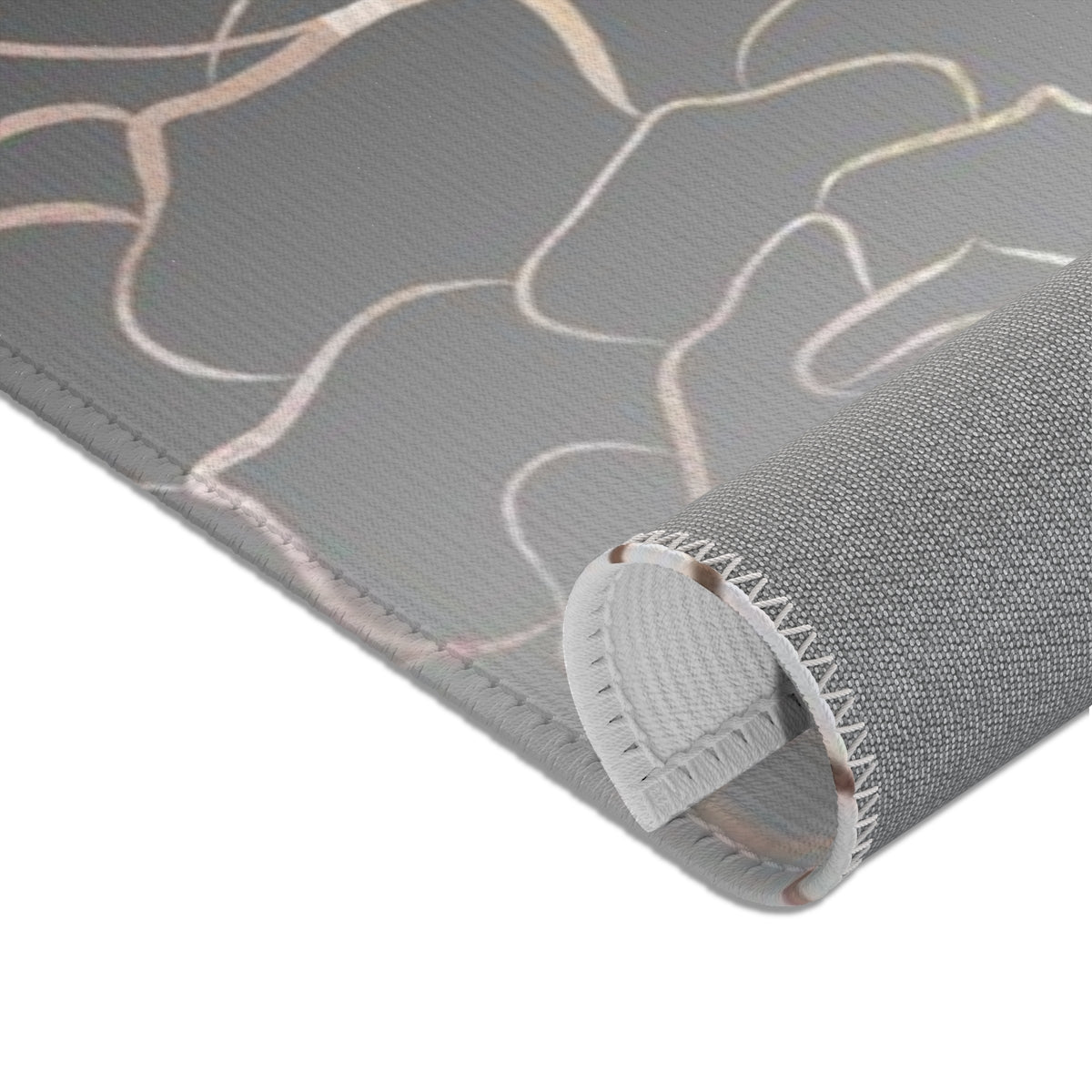 Floral Area Rug | Black White Ombre Gold Roses