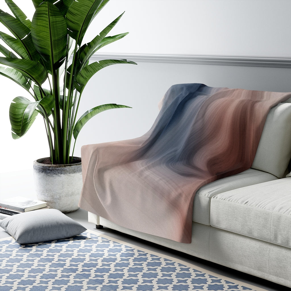 Abstract Navy Rust Brown, Sandy Beige, Ombre Blanket