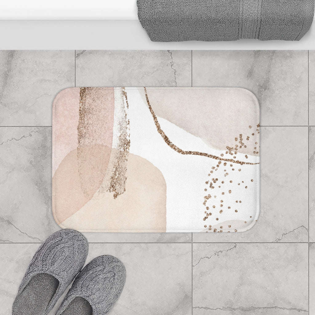 Pastel Blush Pink, Ivory, Beige, Boho Bath Mat