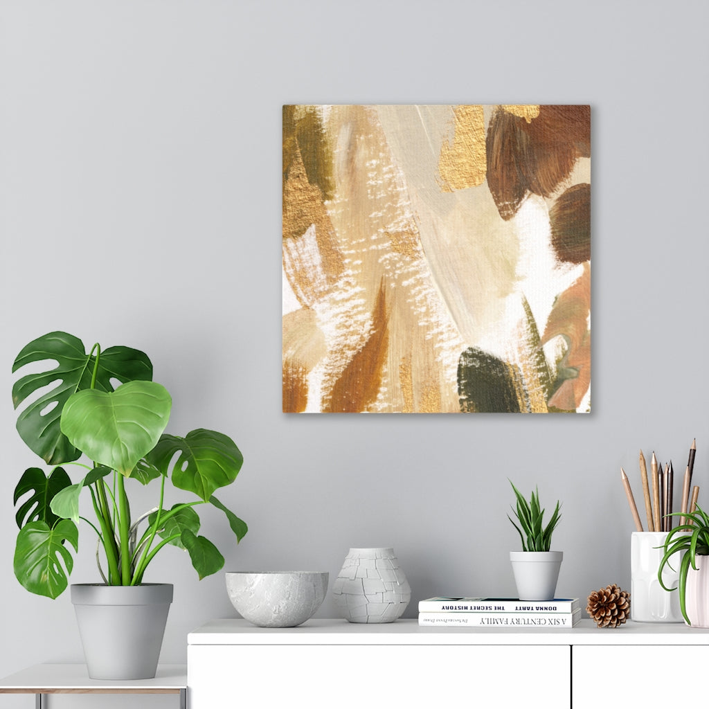 ABSTRACT WALL CANVAS ART | Brown White Beige Green