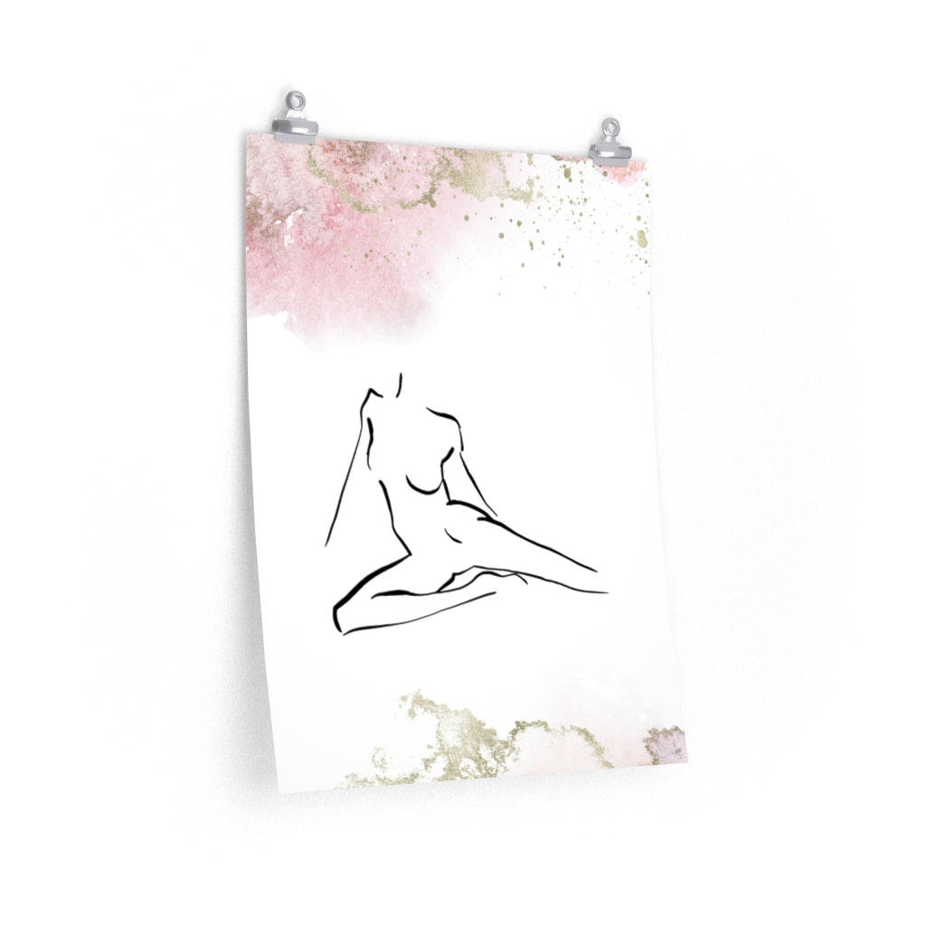 Female Art | White Art Print | Pink Ombre Poster