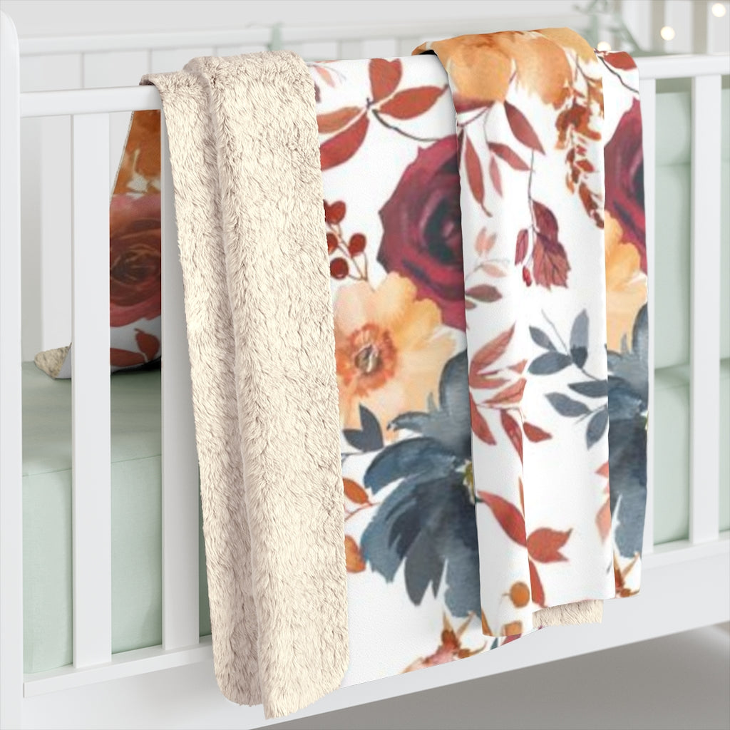 Floral Comfy Blanket | Autumn Red Blue