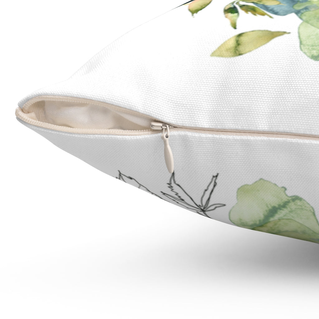 Boho Pillow Cover | Green Yellow Teal Leaves