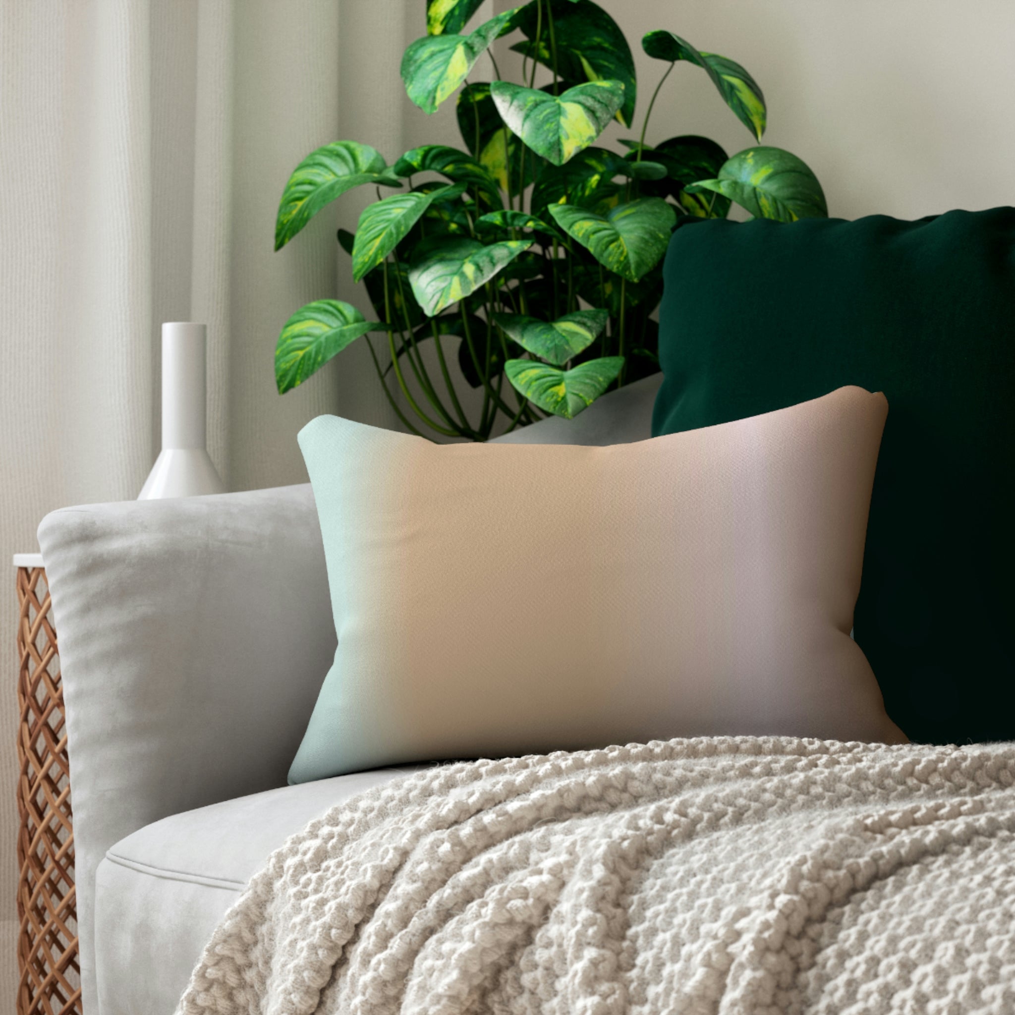Abstract Lumbar Pillow | Neutral Earthy Beige Pink Ombre