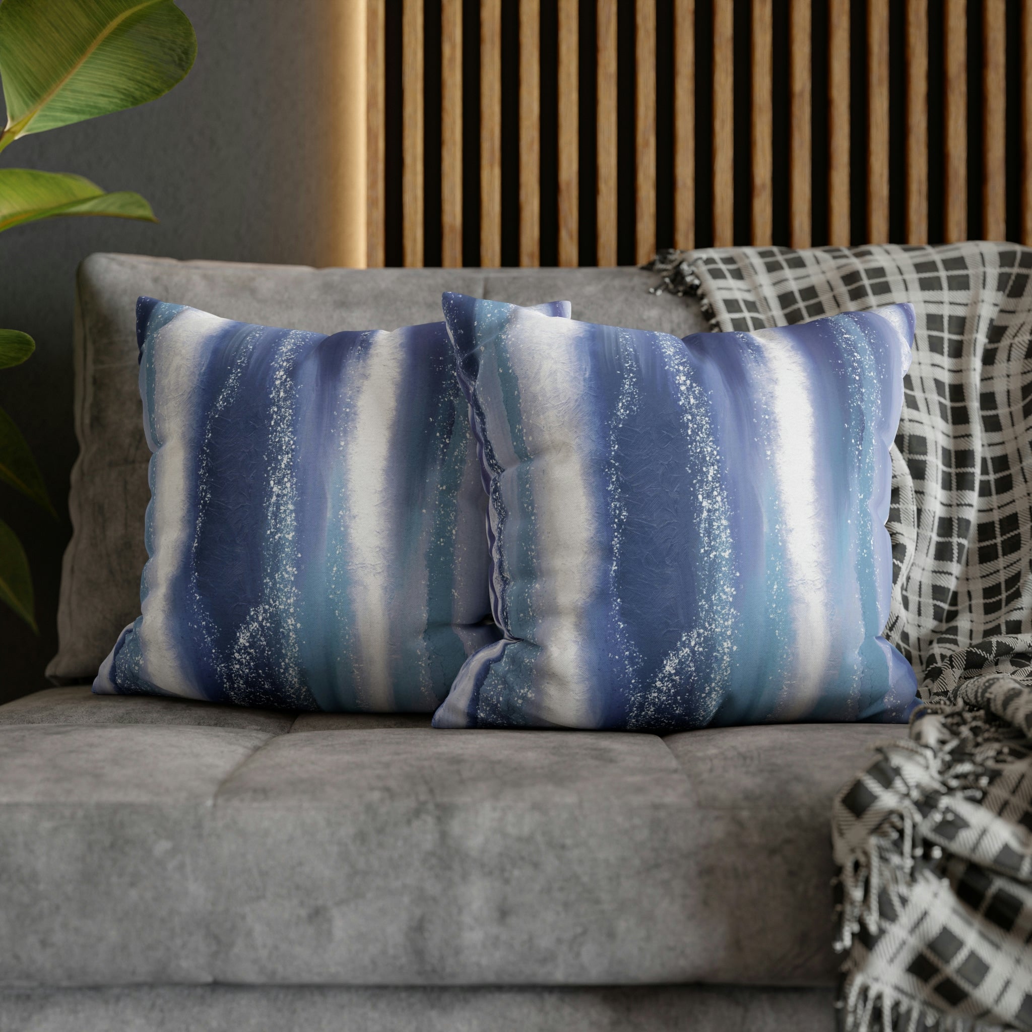 Abstract Pillow Cover | Navy Pale Blue White