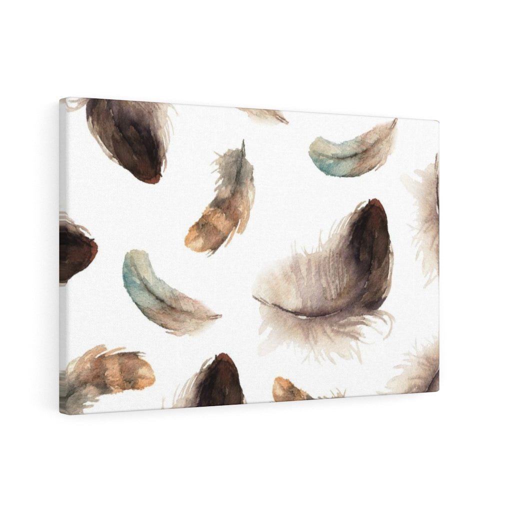 WHIMSICAL WALL CANVAS ART | Brown White Mint Feathers