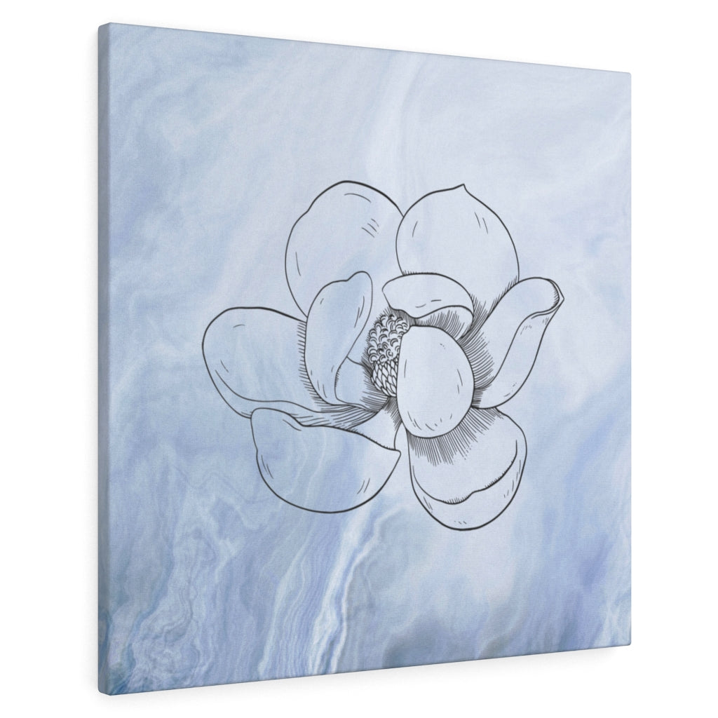 FLORAL CANVAS ART | Blue White Line Art Lotus