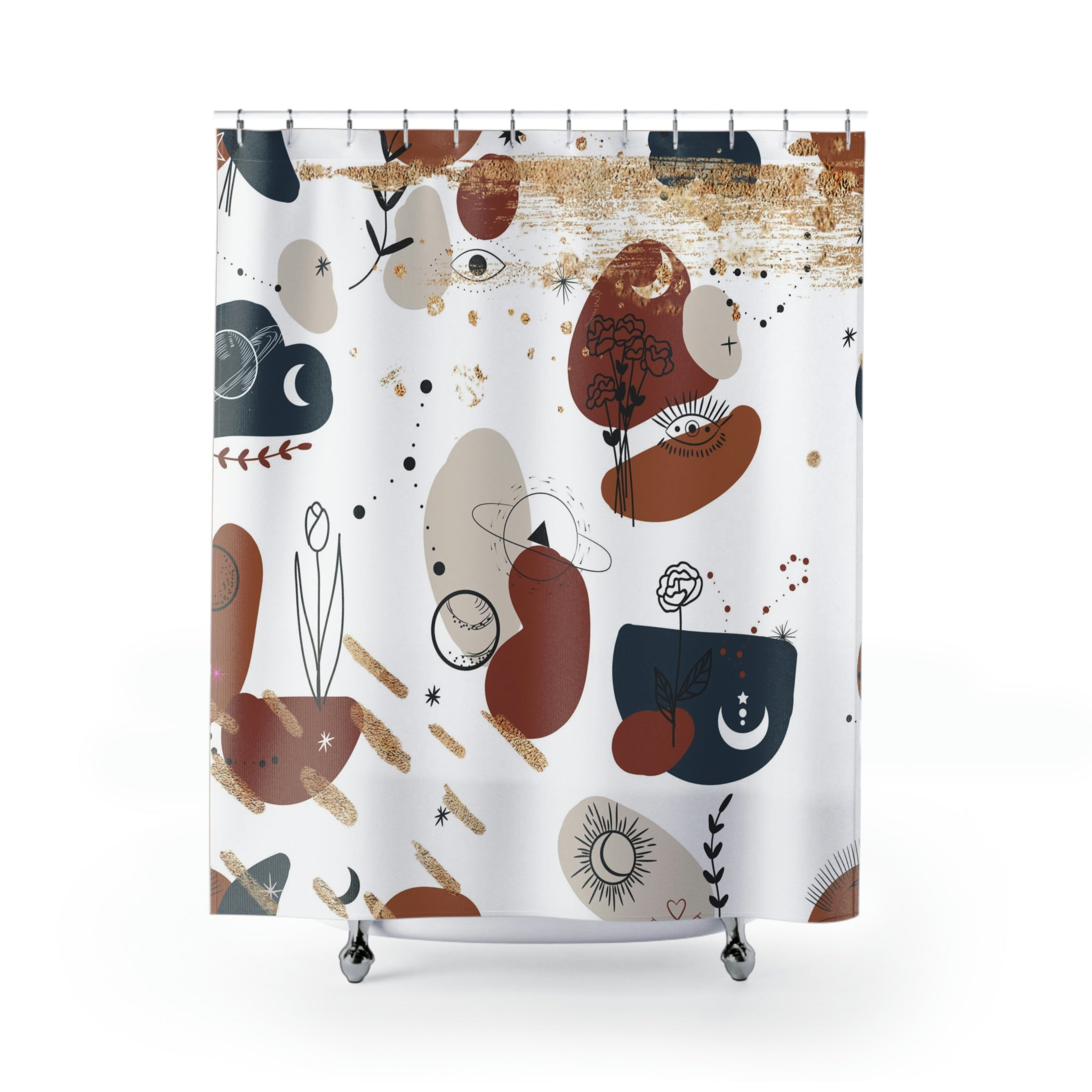 modern boho fabric shower curtain