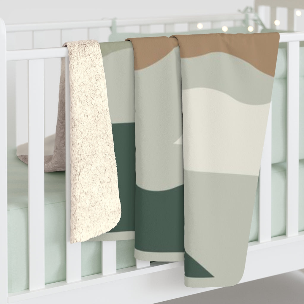 Abstract Boho Comfy Blanket | Biege Green Cream