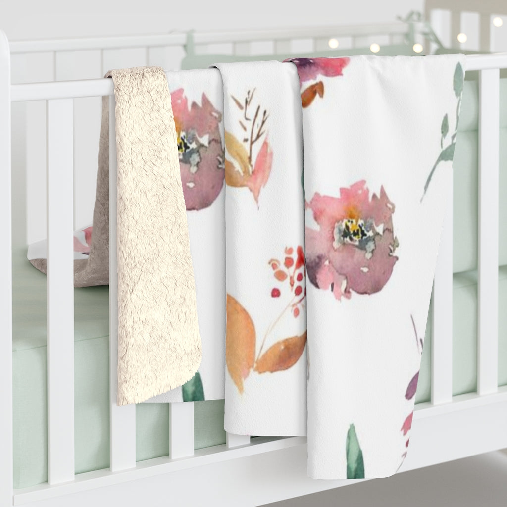 Floral Comfy Blanket | Blush Pink Green