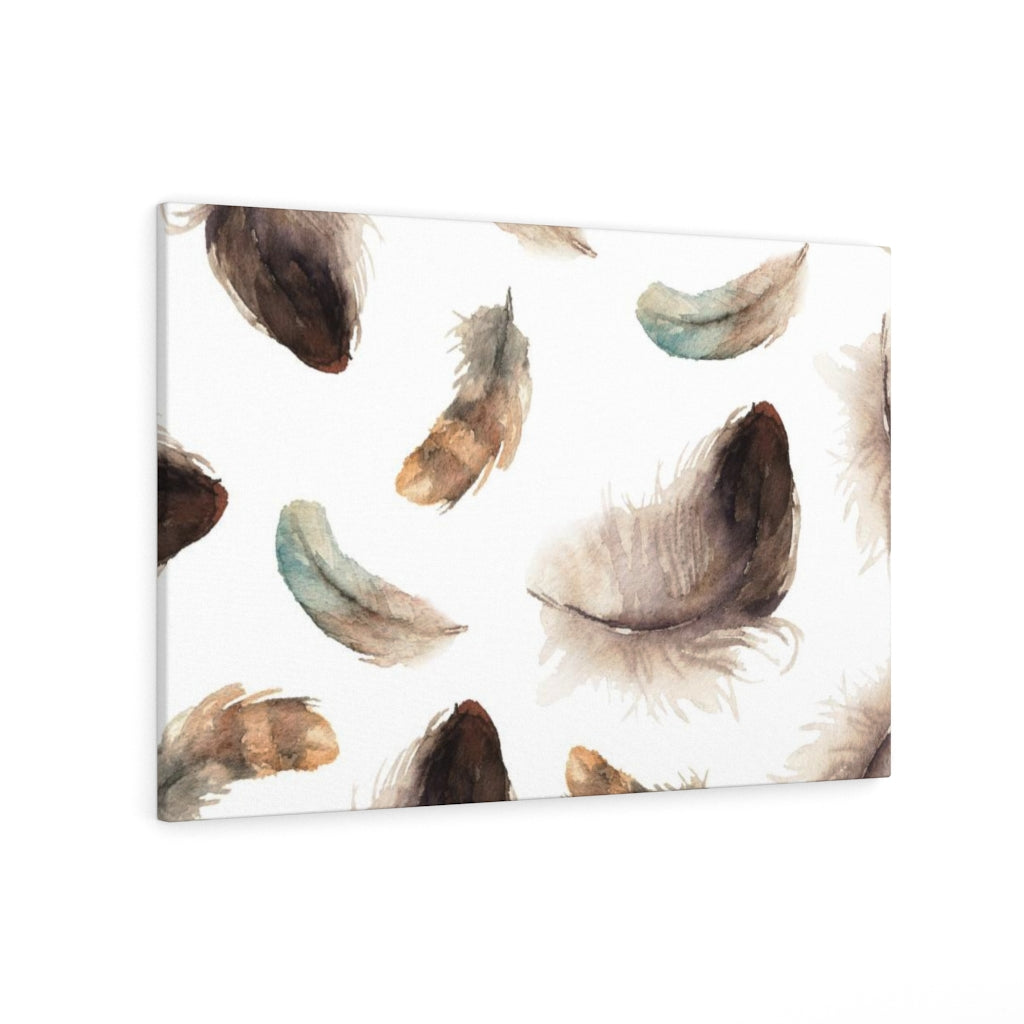WHIMSICAL WALL CANVAS ART | Brown White Mint Feathers