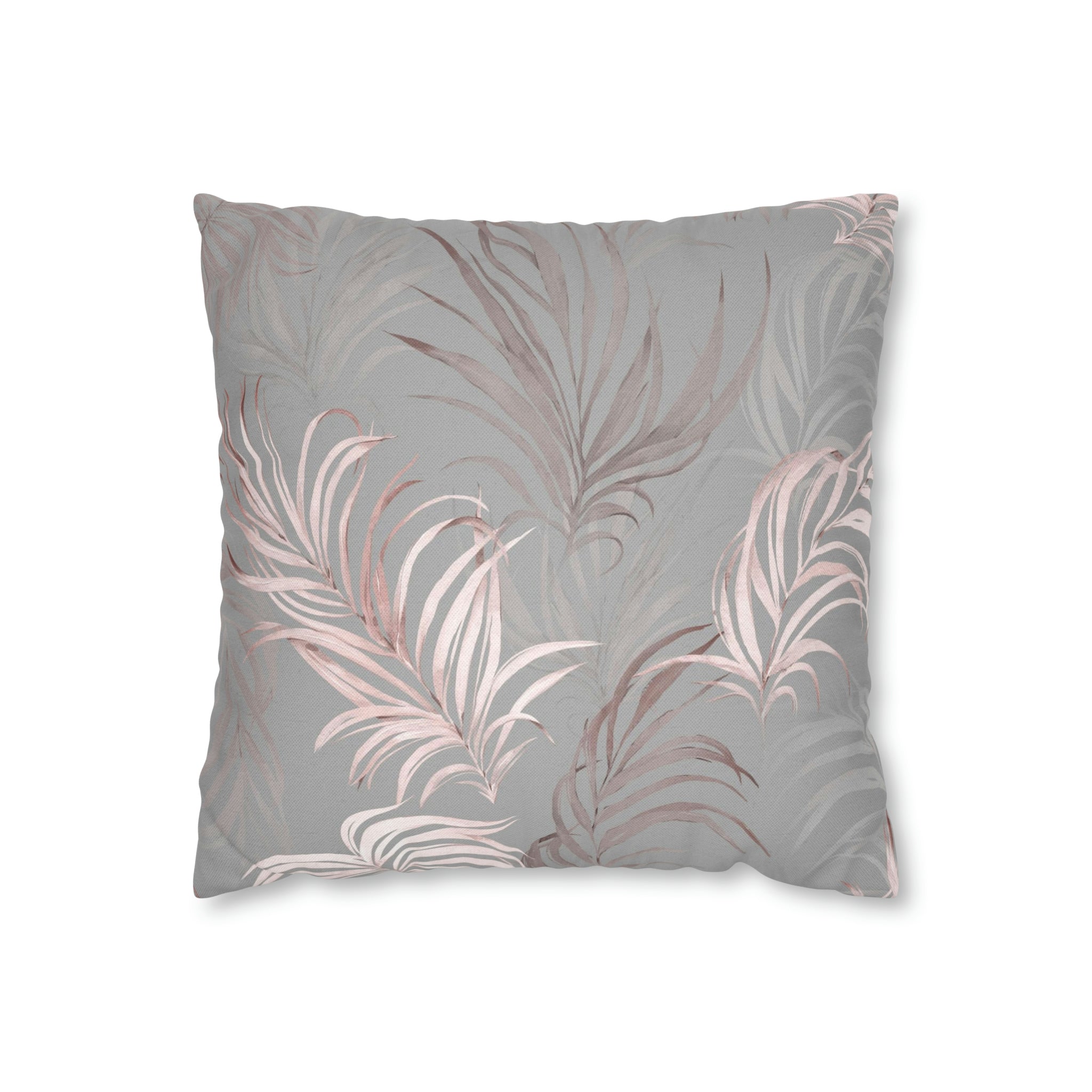 Floral Pillow Cover | Gray Blush Pink Wild Palm Leaves