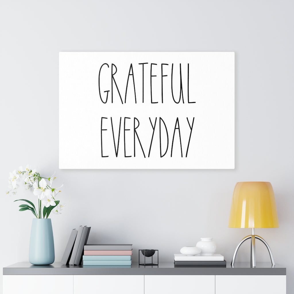 WITH SAYING WALL CANVAS ART | Black White | Grateful Everyday