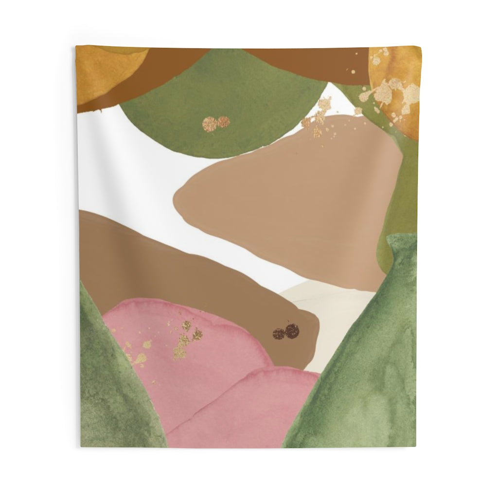 Abstract Tapestry | Pink Green White Beige