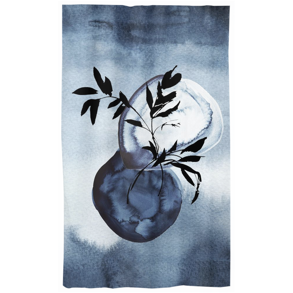 Window Curtains | Navy Blue | Abstract Ombre Floral