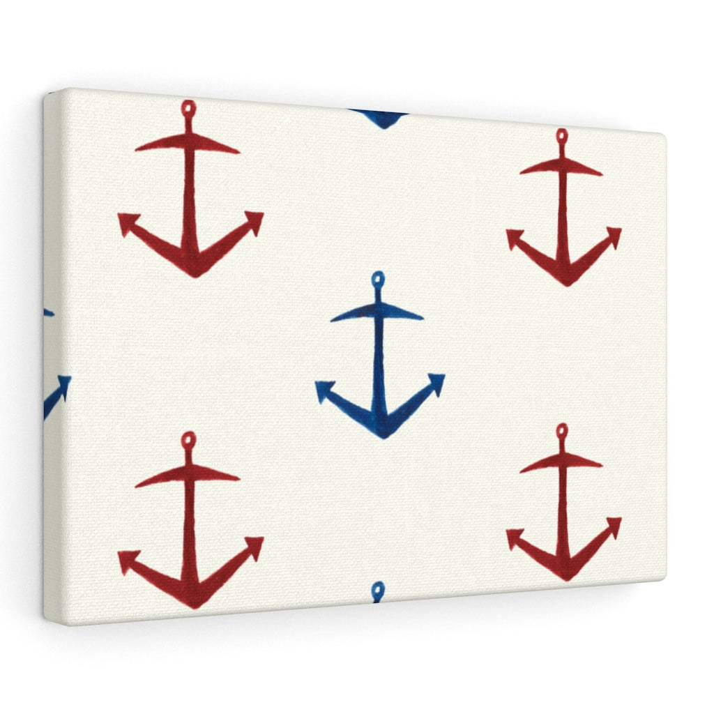 CANVAS ART | White Red Blue Nautical Anchor