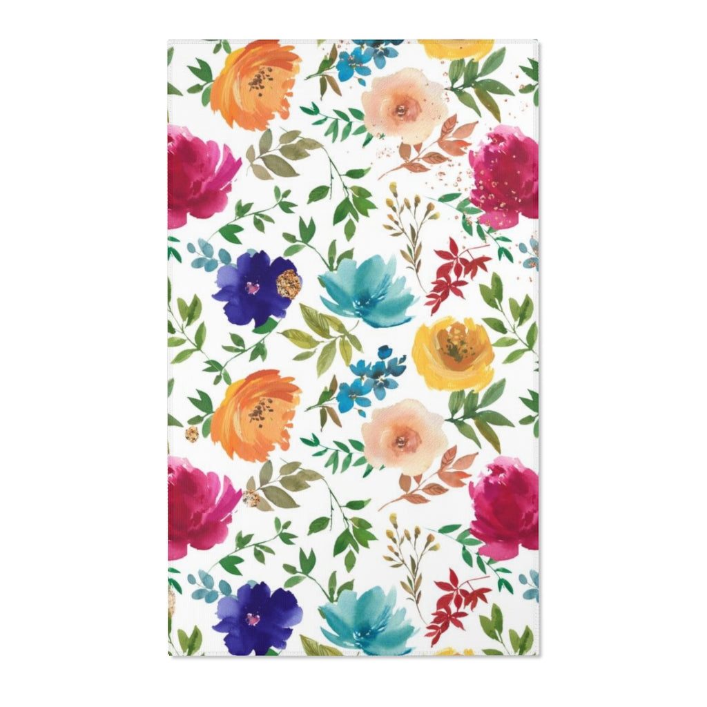 Floral Area Rug | Purple Pink Teal
