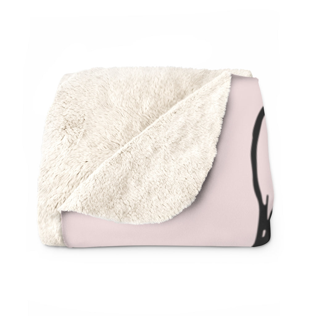 Black Blush Pink, One Line Art, Floral Blanket