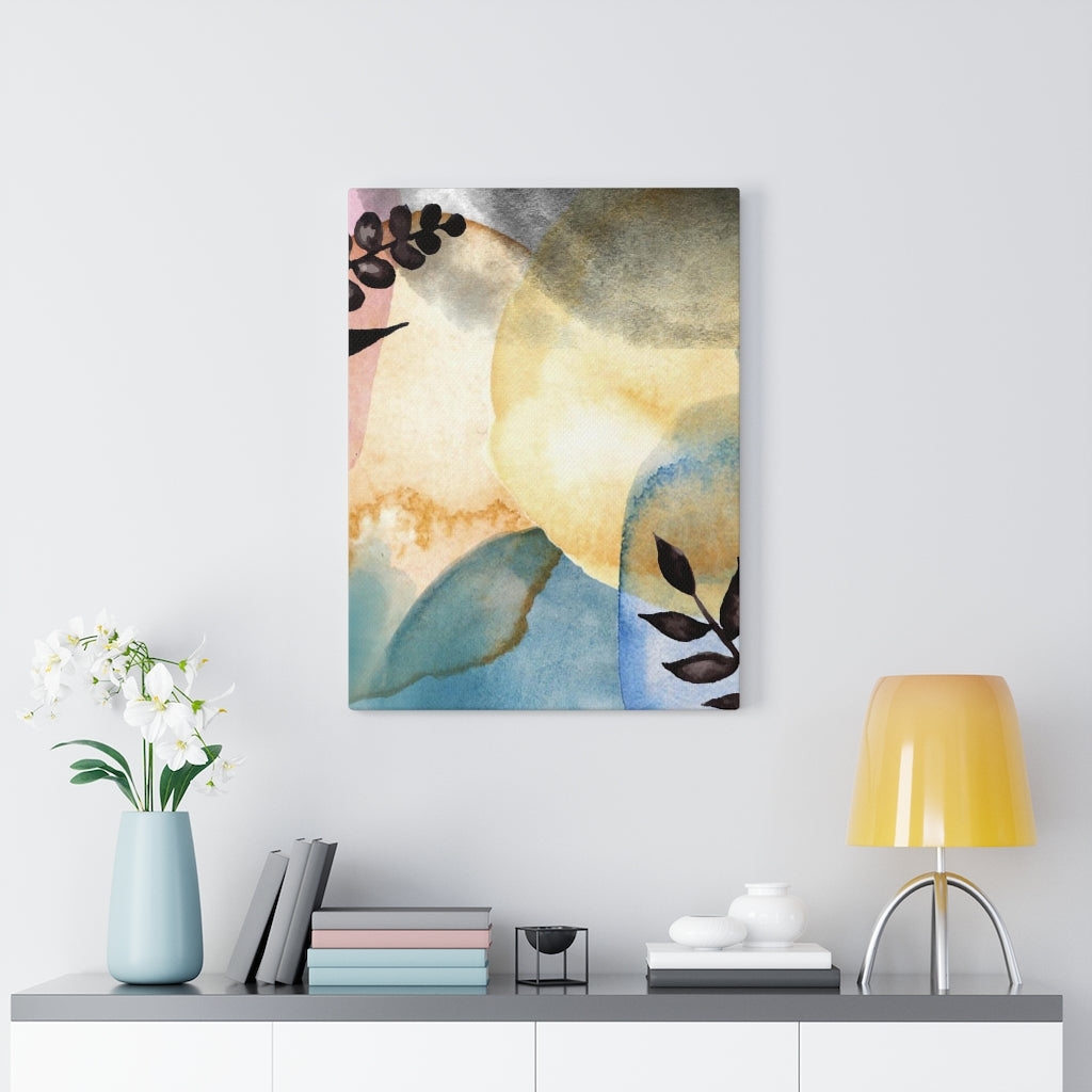 FLORAL WALL CANVAS ART | Yellow Black Blue