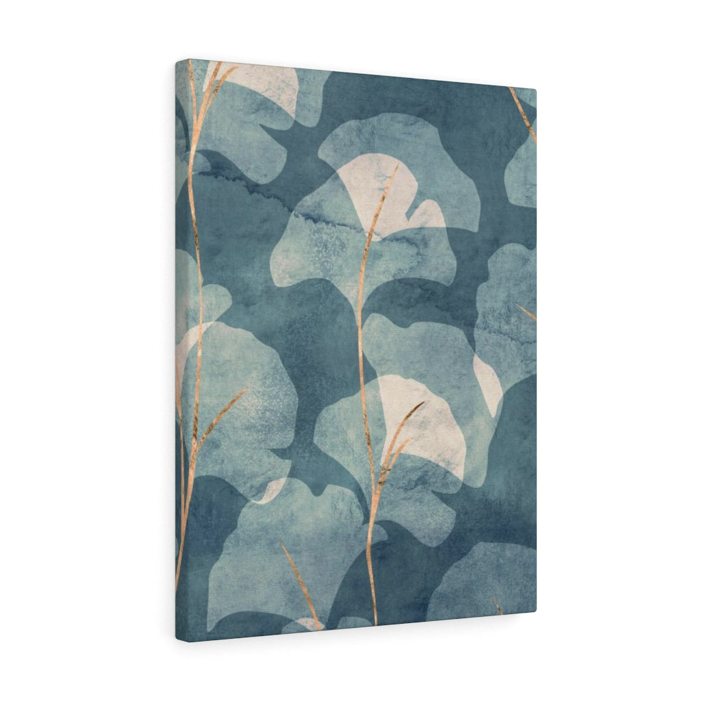 FLORAL WALL CANVAS ART | Blue Beige Ginko