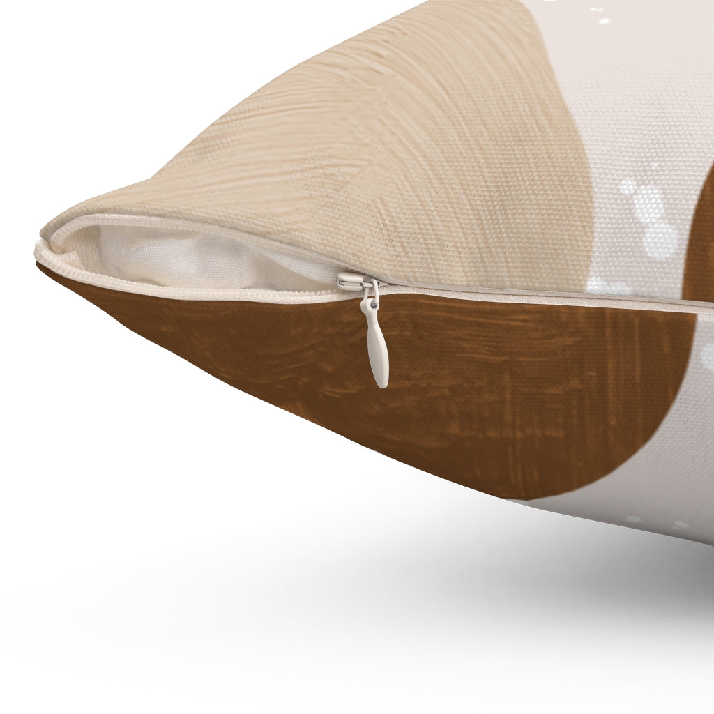 Abstract Boho Pillow Cover | Brown Cream Orange White