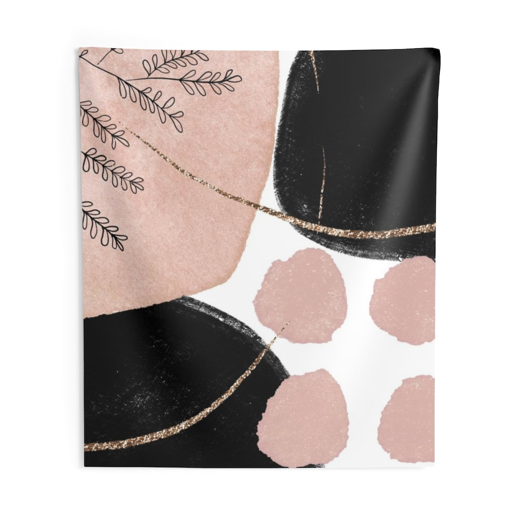 Floral Tapestry | Pastel Pink Black White Gold