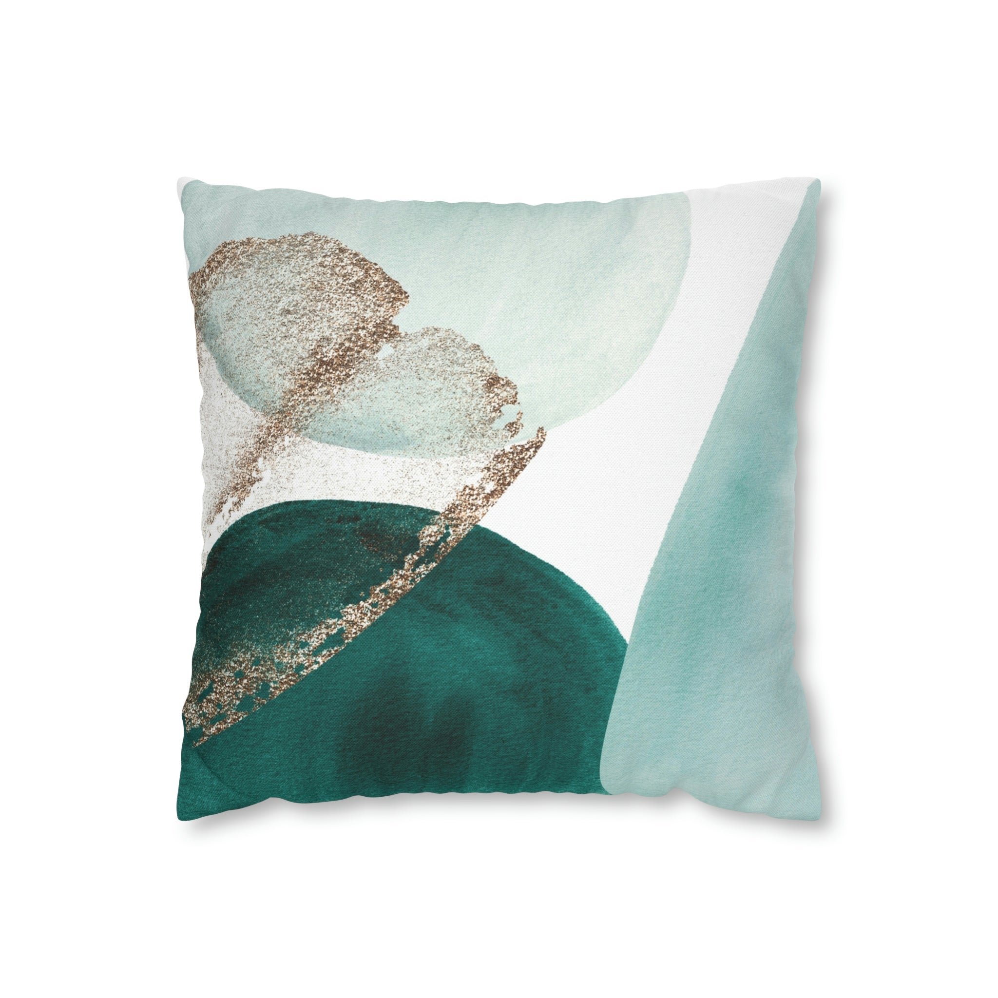 Abstract Boho Pillow Cover | Green Teal Gold