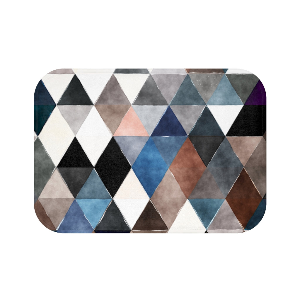 Boho Bath Mat | Blue Black Bathroom Rug