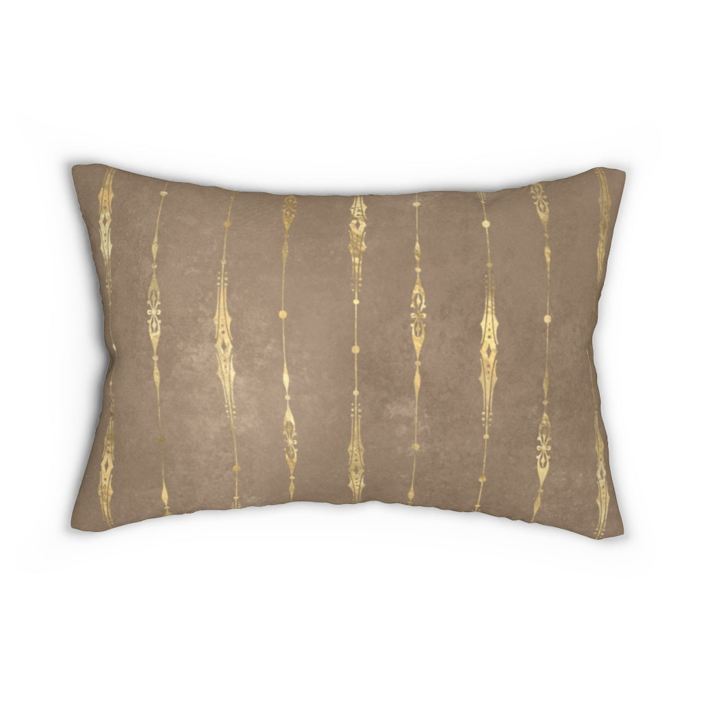 Abstract Boho Lumbar Pillow | Brown Gold