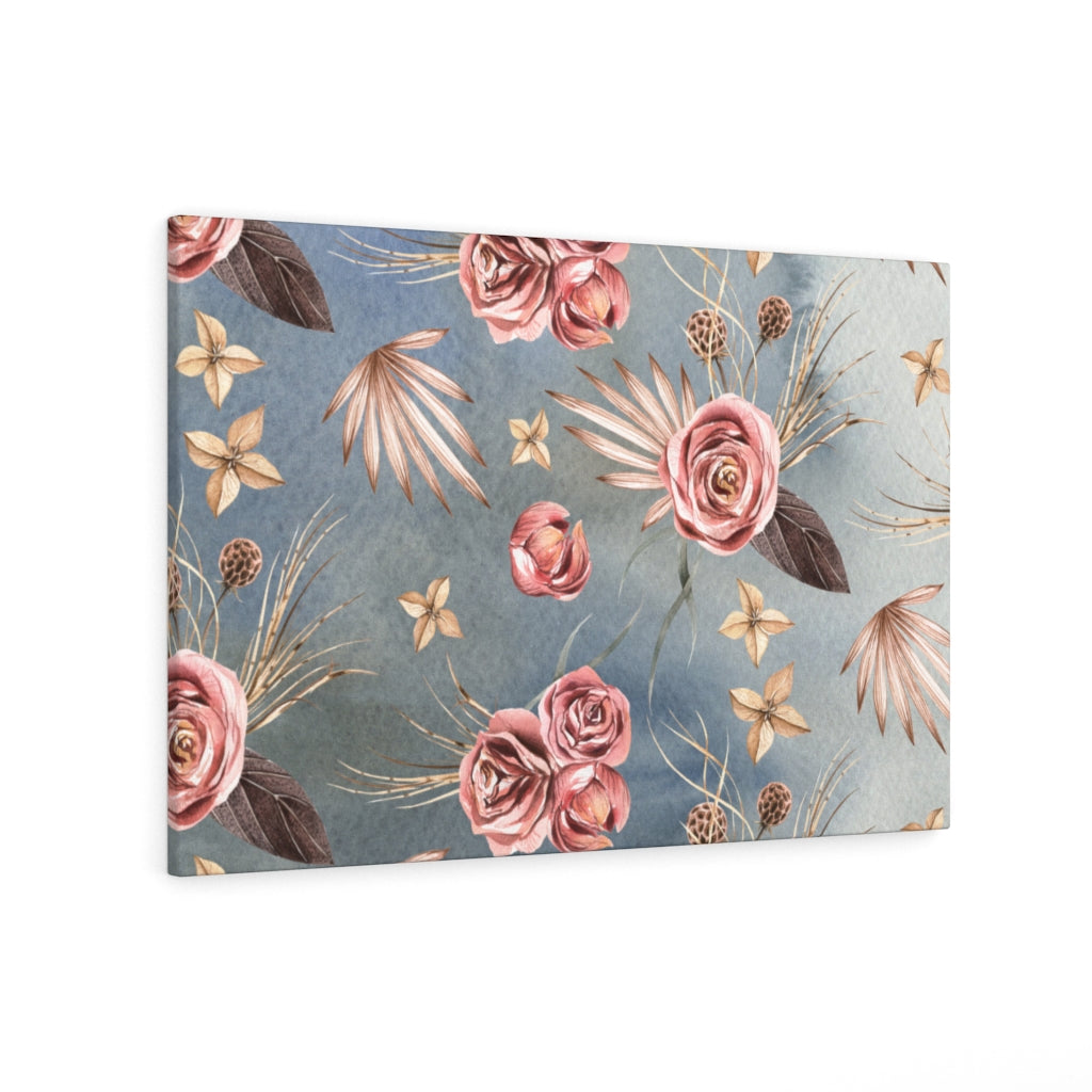 FLORAL CANVAS ART | Beige Blue Pink Roses