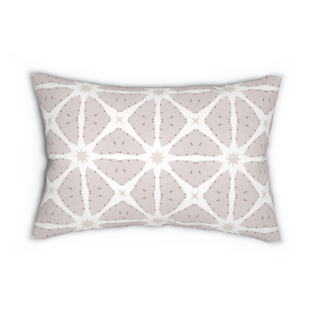 Geometric Lumbar Pillow | White Pink Cream
