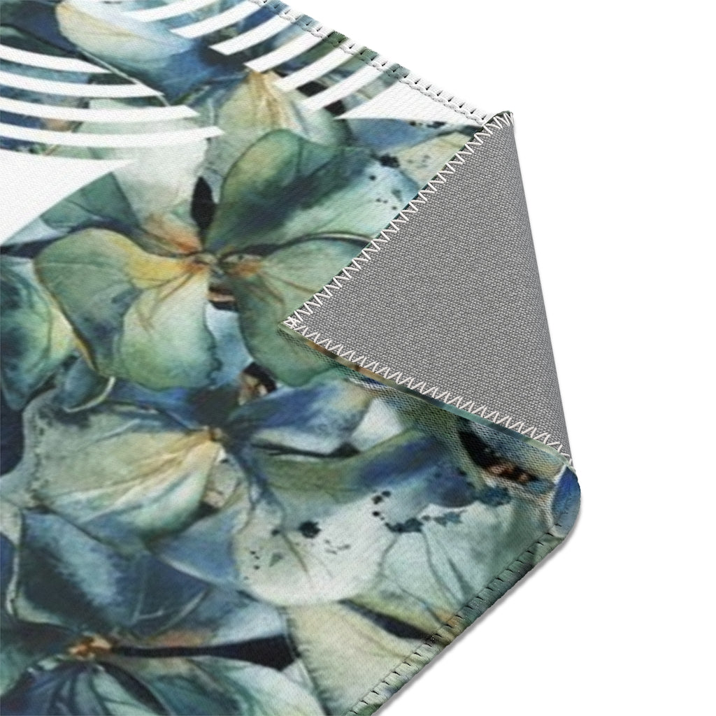 Geometric Area Rug | Floral Blue Green Shapes