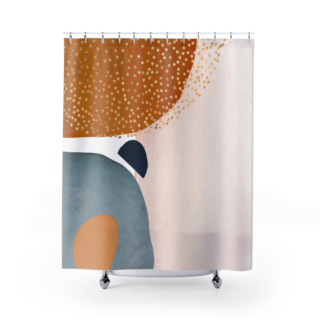modern boho fabric shower curtain