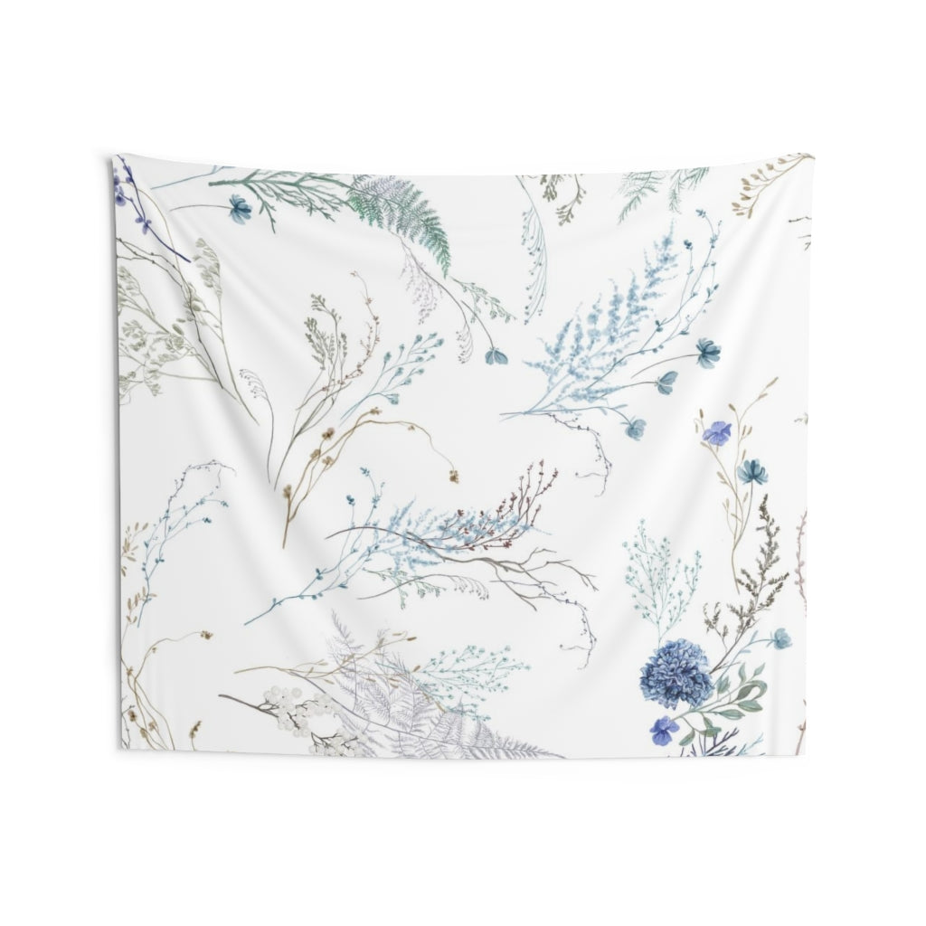 Floral Tapestry | White Pastel Blue