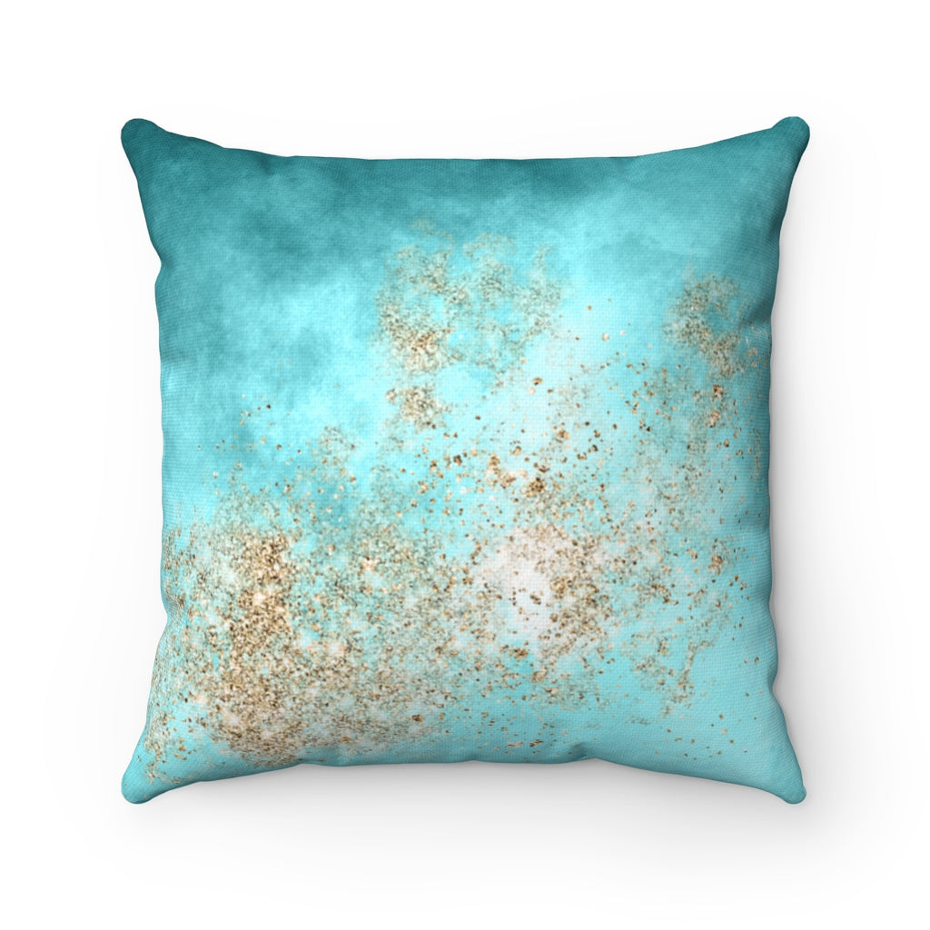 Abstract Boho Pillow Cover Teal Green Gold