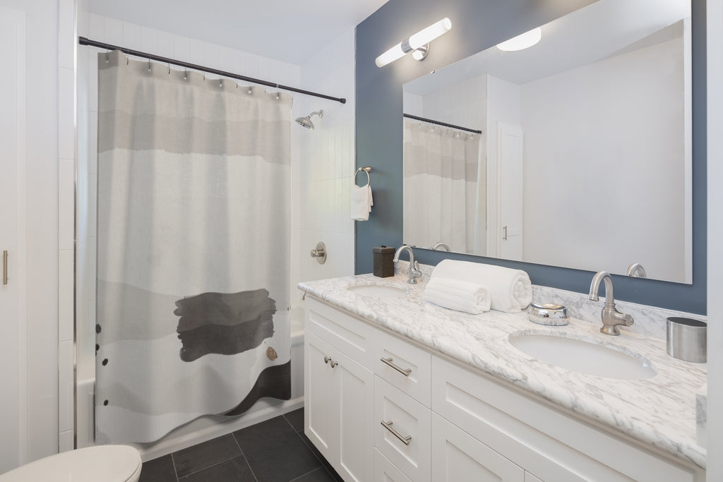 Gray Ivory Abstract Shower Curtain