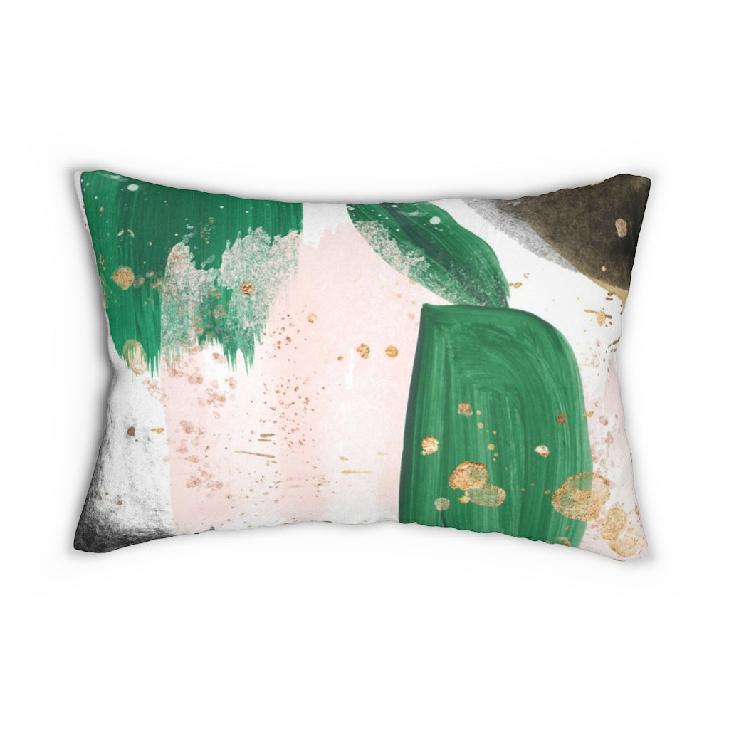 Abstract Lumbar Pillow | Green Pink Black Beige