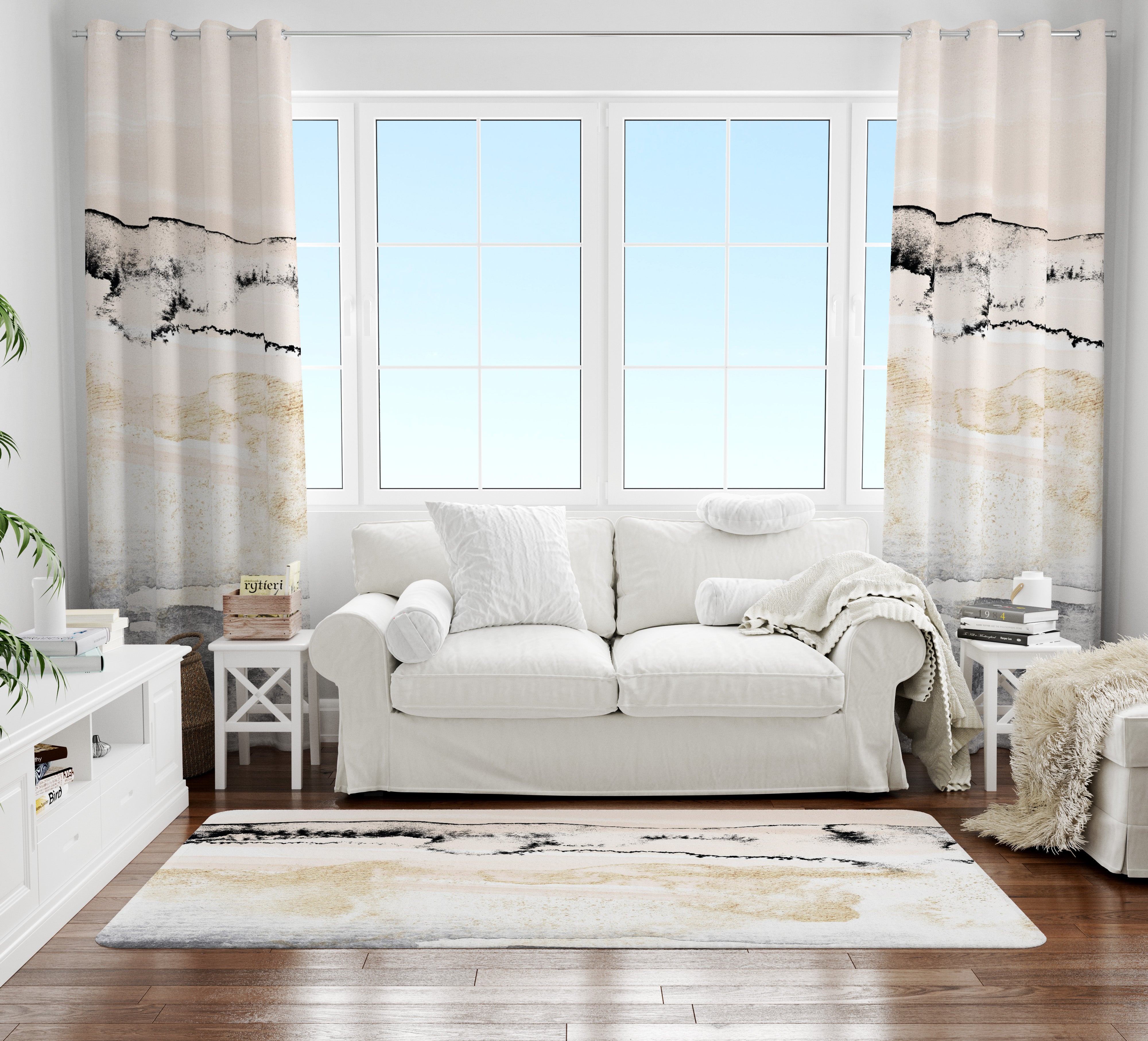 Boho Area Rug | Black Beige Gray Ombre