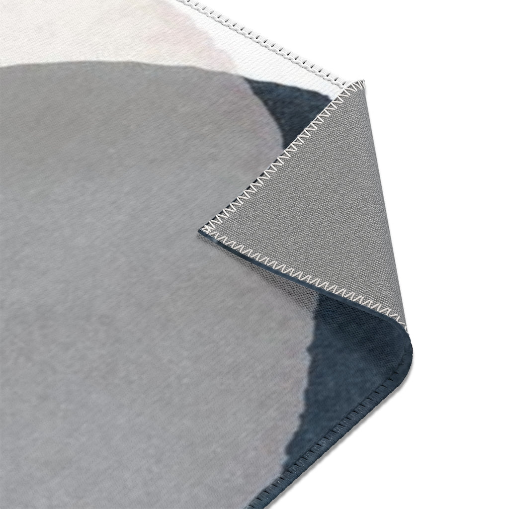 Abstract Area Rug | Navy Rust Orange Cream