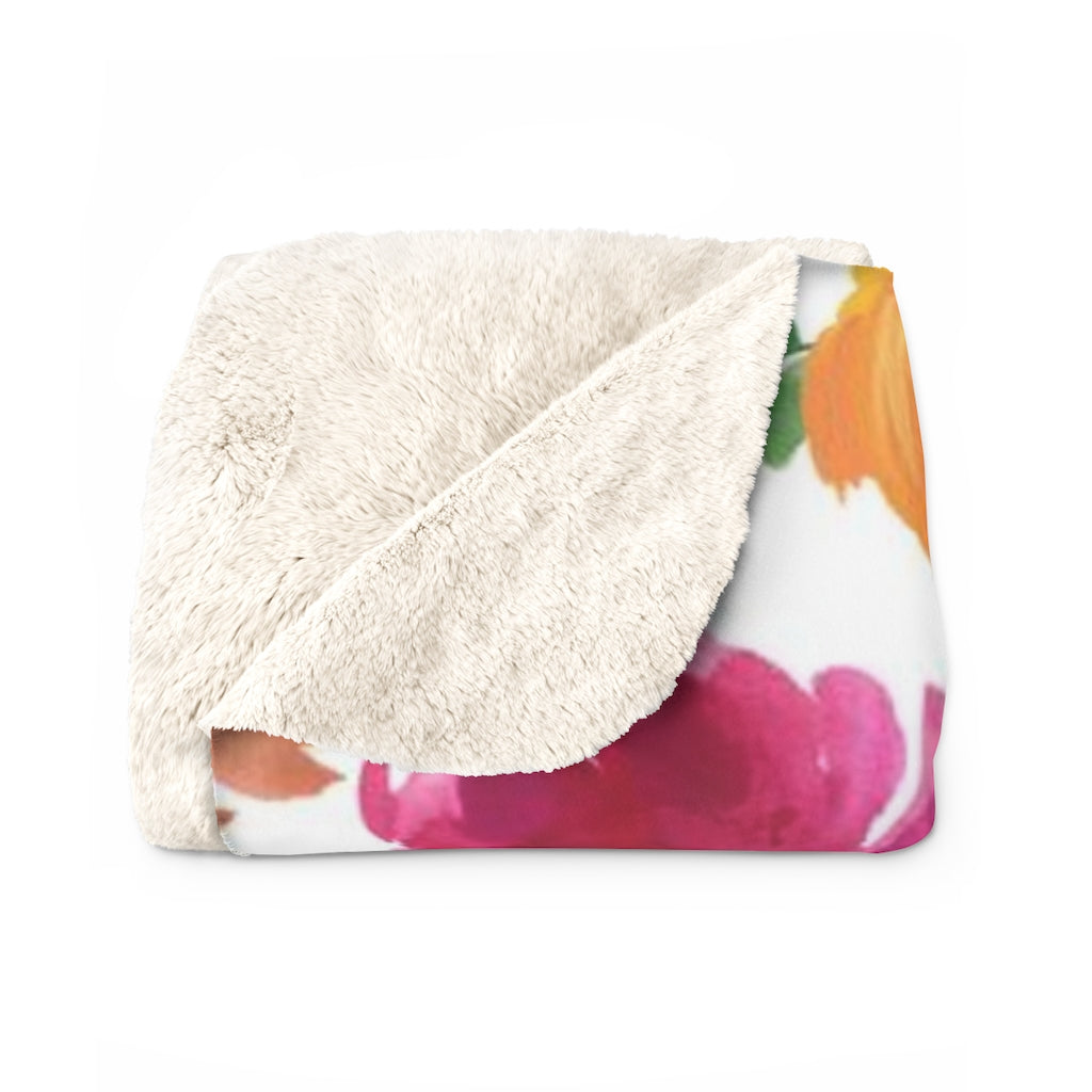 Floral Boho Comfy Blanket | Purple Pink Teal