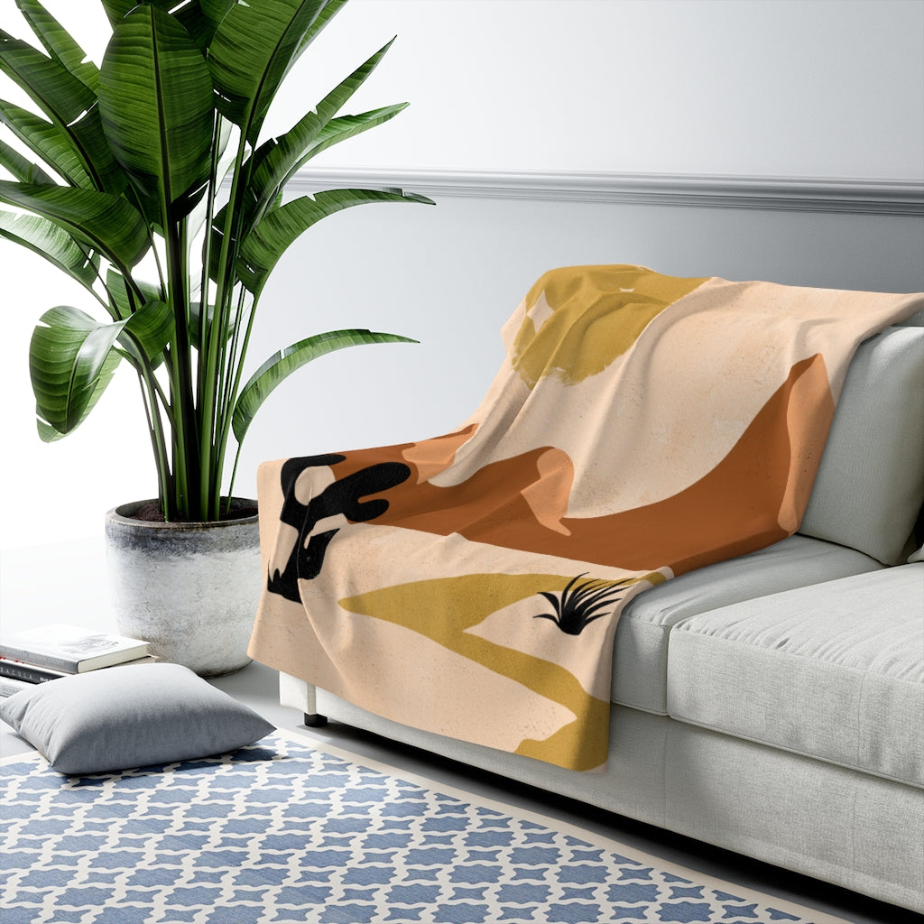 Black Cactus Stars, Desert Terracotta, Southwestern Blanket