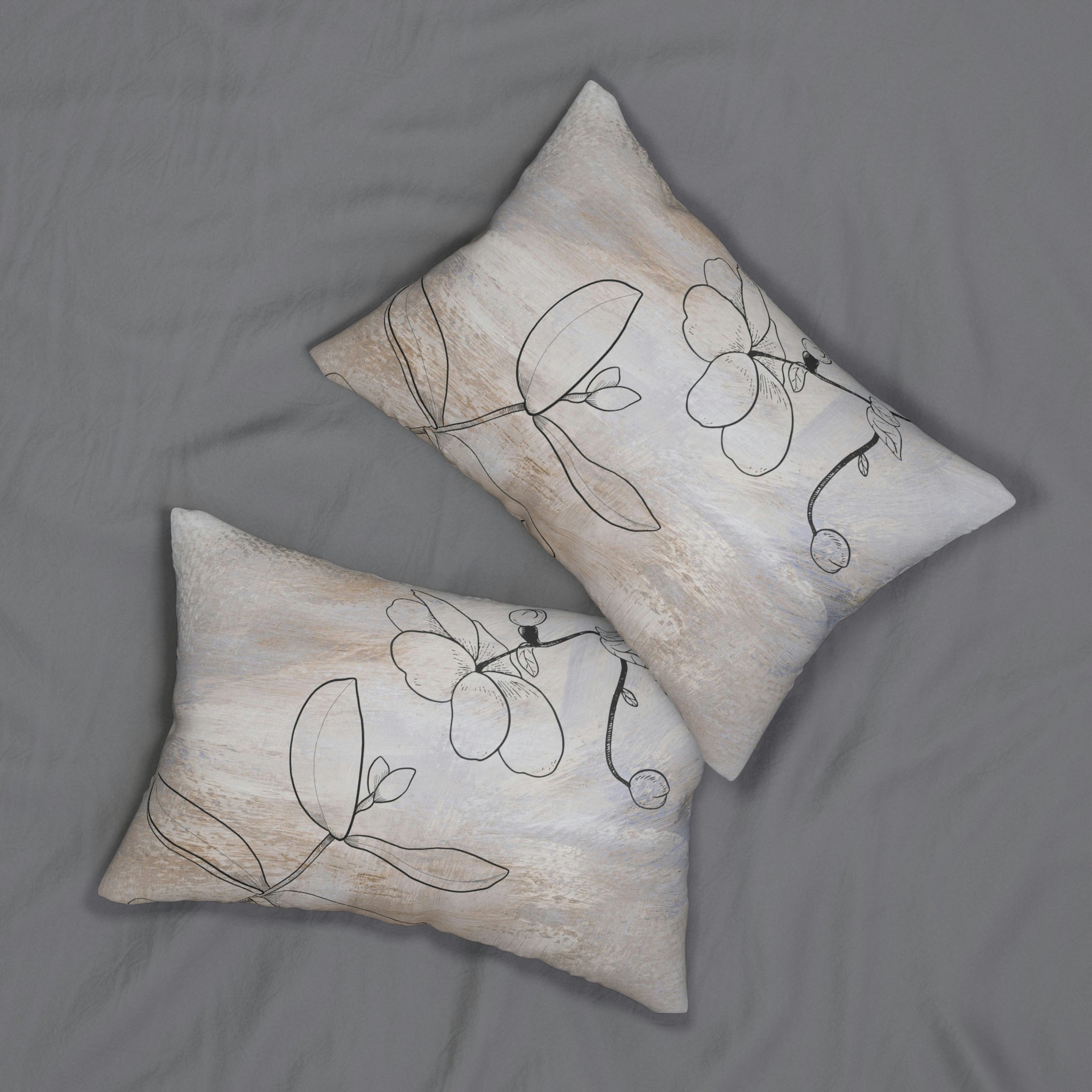 Abstract Floral Lumbar Pillow | Boho Beige