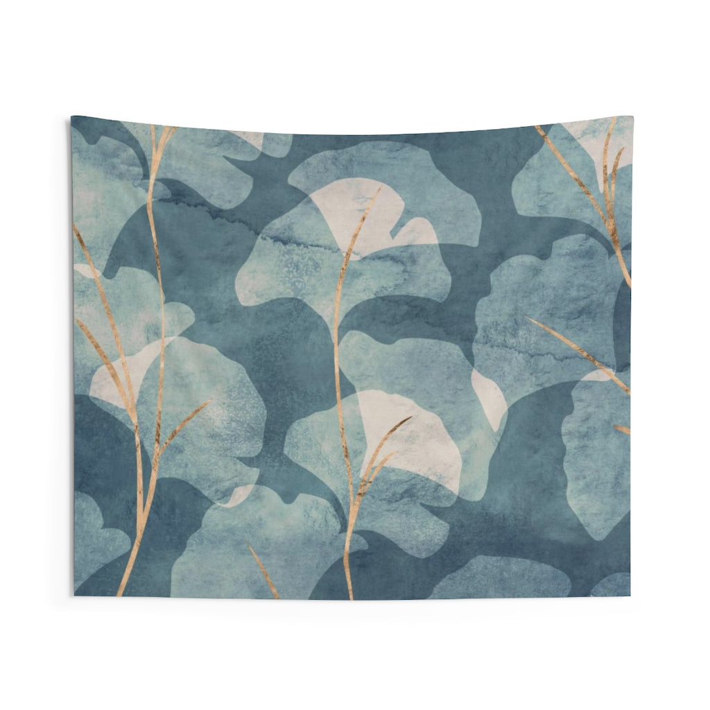 Floral Tapestry | Blue Beige Gold