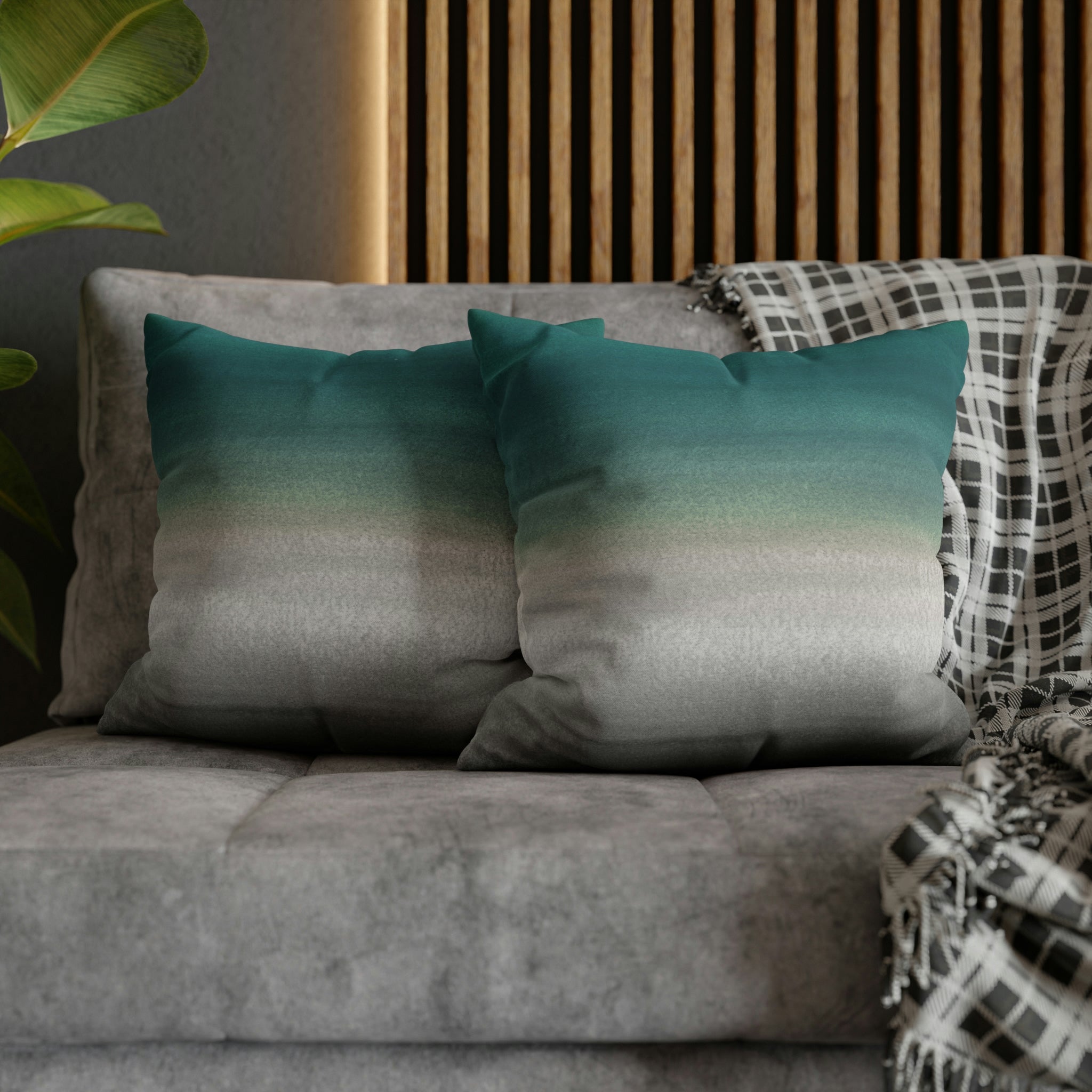 Abstract Boho Pillow Cover | Green Grey Gradient