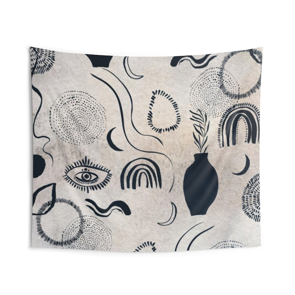 Abstract Tapestry | Bohemian Eyes Green Beige Indigo Blue