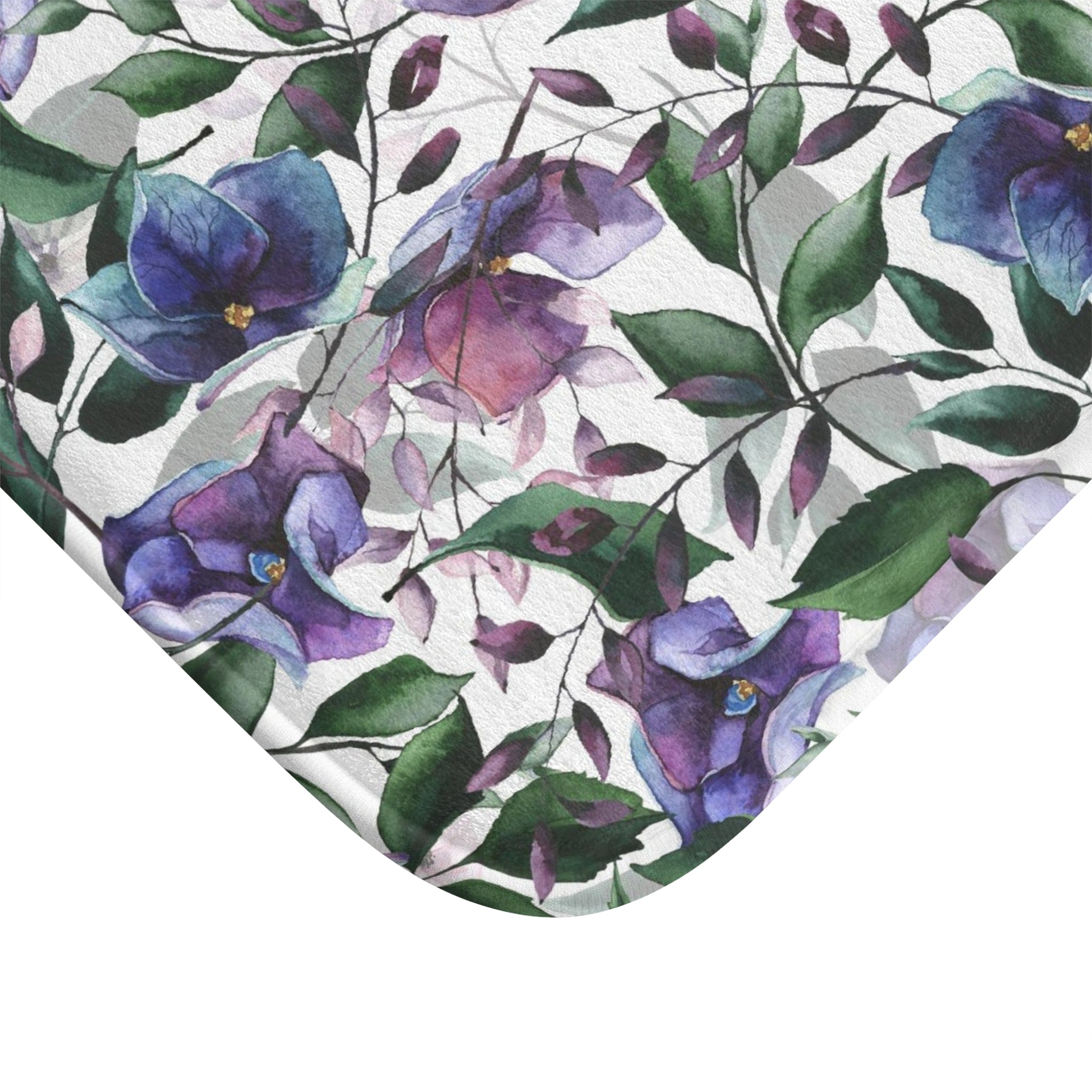 Floral Boho Bath, Kitchen Mat, Rug | Lavender Blue Pink, Green Jungle