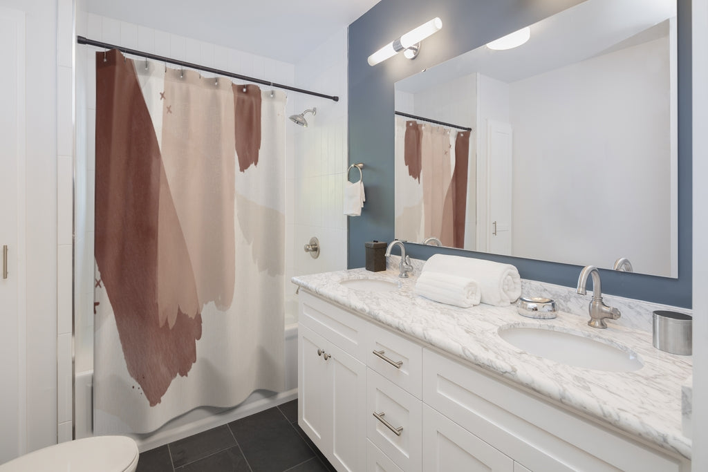 Rust Beige Ivory Abstract Shower Curtain